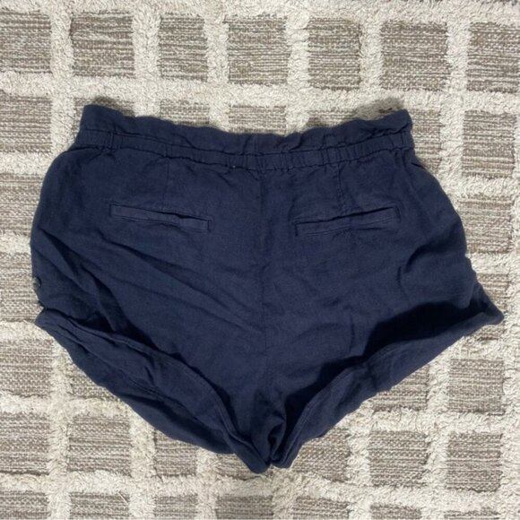 Anthropologie Navy Blue Belted Linen Shorts Size Large - Picture 3 of 5